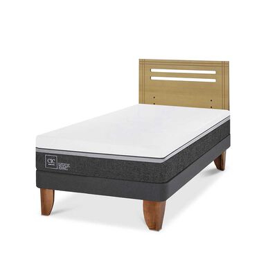 Imagen 2 del producto Cama Europea CIC 1,5 Plazas Ortopedic Advance + Respaldo Munich Mostaza