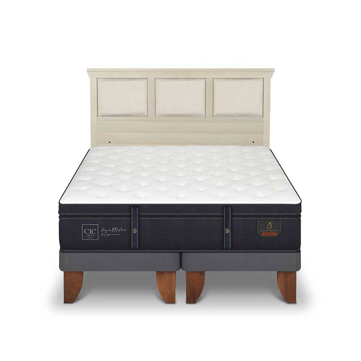 Cama Europea CIC Base Dividida 2 Plazas Grand Premium + Respaldo Torino Alpino