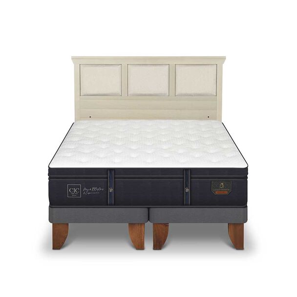 Cama Europea CIC Base Dividida 2 Plazas Grand Premium + Respaldo Torino Alpino