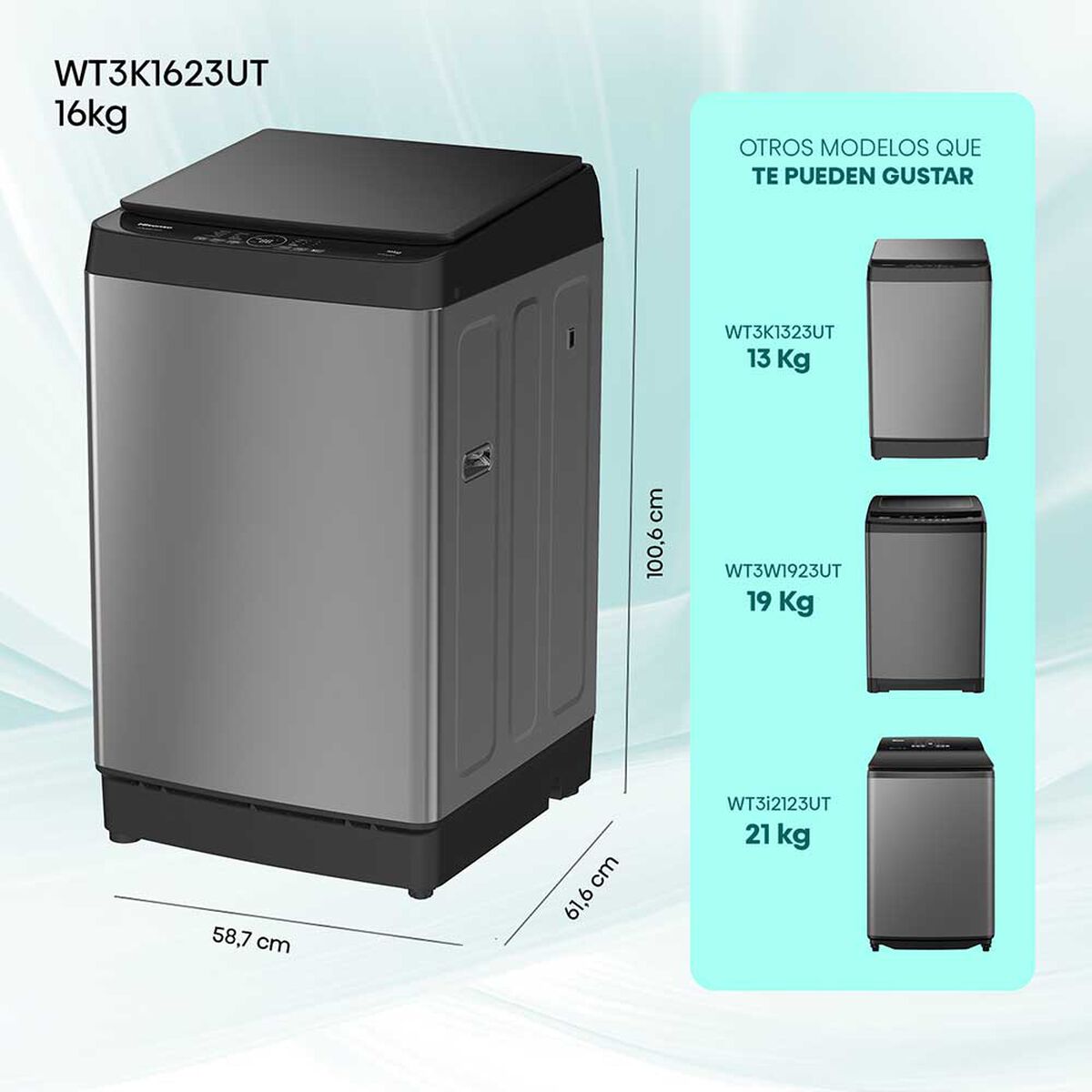 Lavadora Hisense WT3K1623UT 16 Kg.