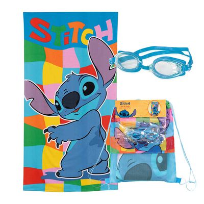 Toalla de Playa Infantil + Lente de Agua Disney Groovy Stitch 70 x 140 cm