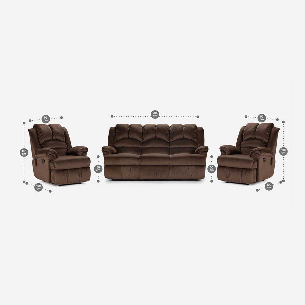 Juego de Living Rosen Jarrie 3-1-1 Cuerpos Caf&eacute;