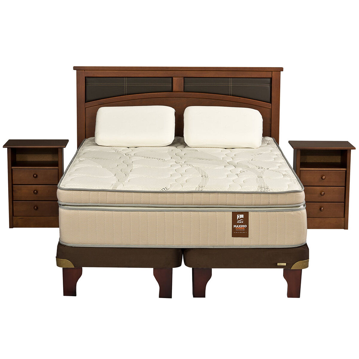 Cama Europea 2 Plazas Div Máximo Cobre + Set Maderas Castel