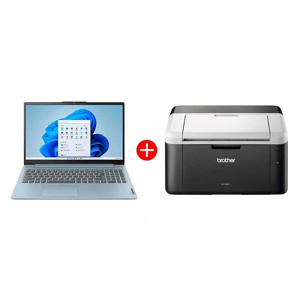 Combo Notebook Lenovo Ideapad Slim 3 Ryzen 3 8GB 512GB SSD 15,6" + Impresora Brother HL-1202 Láser B&N