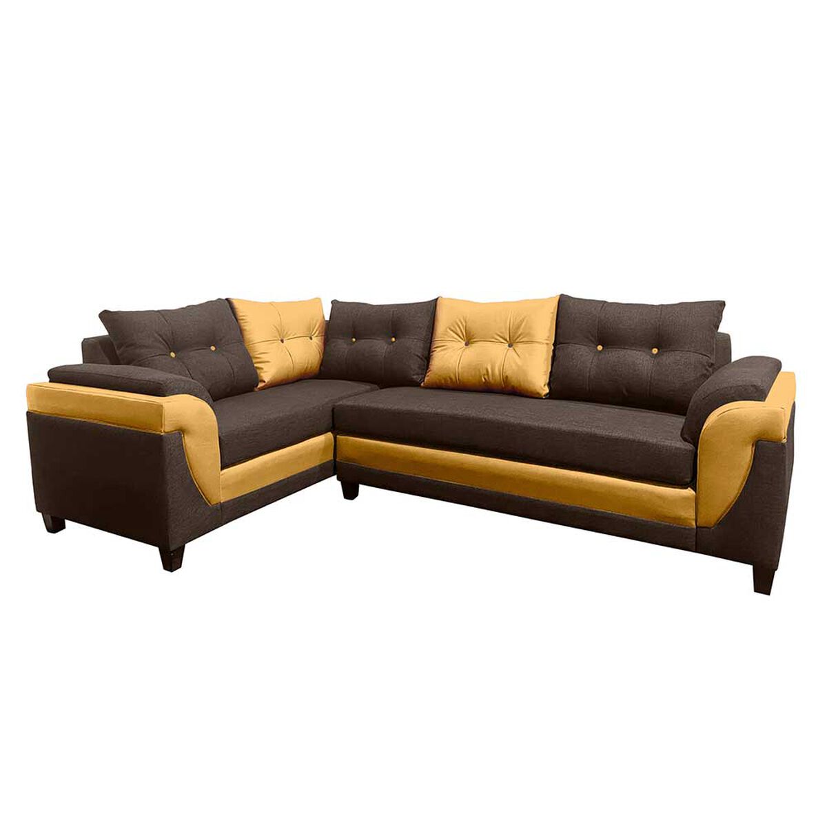 Sofá Seccional Izquierdo Living Factory Jazmin Chaise Longue + Sofá 4 Cuerpos Mostaza Moro