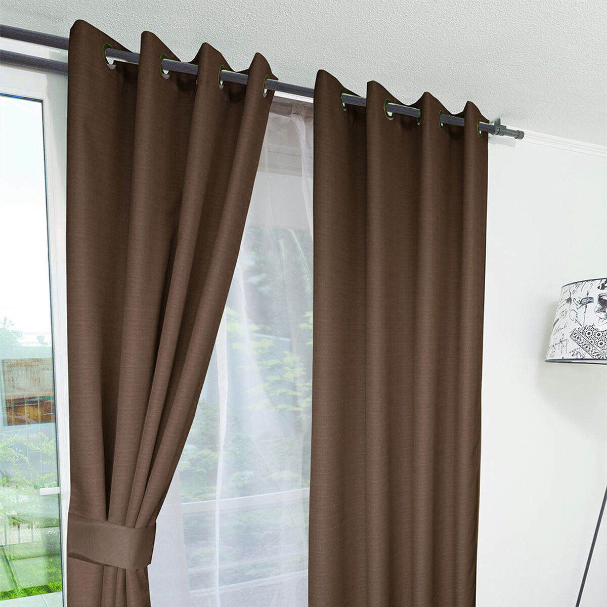 Combo Cortinas Doral Rustico 220 x 140 cm Café