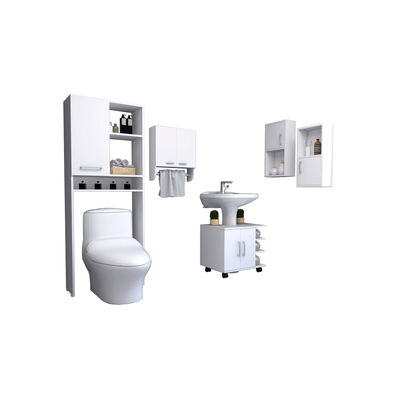 Imagen 2 del producto Botiquín Bath 28 + Base Lavamanos + Estante Wc + Auxiliar TuHome BigBath Blanco