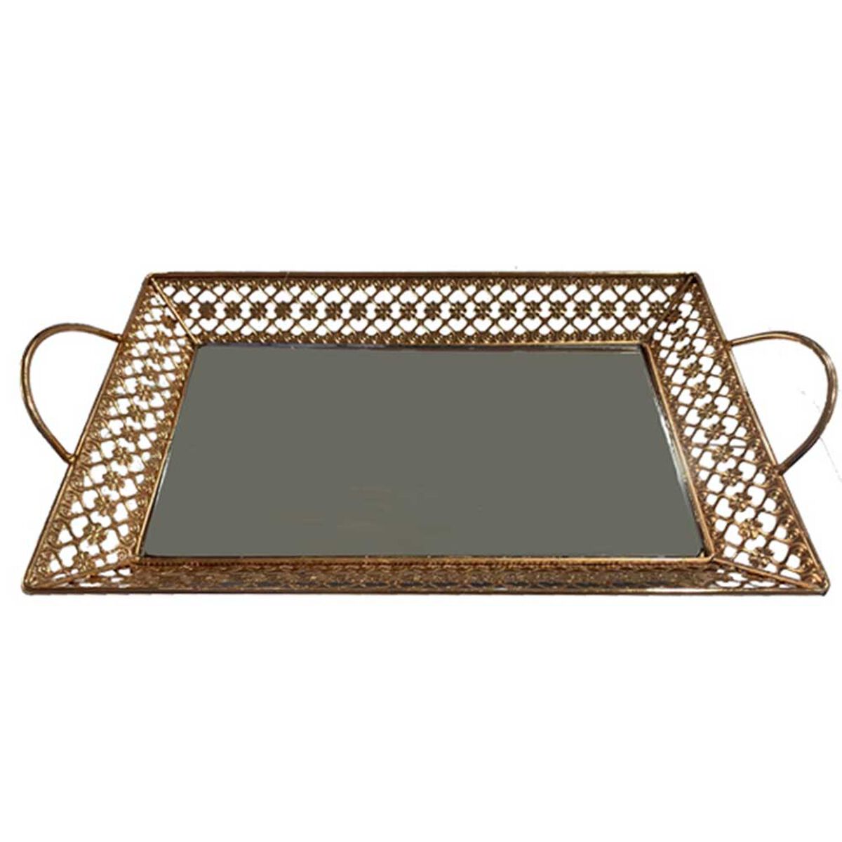 Bandeja Metal Vgo Espejada Rectangular 30 x 20 cm Dorado