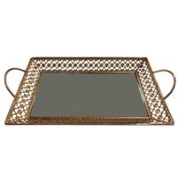 Bandeja Metal Vgo Espejada Rectangular 30 x 20 cm Dorado
