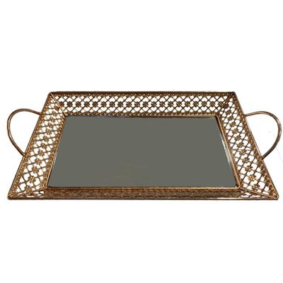 Imagen 1 del producto Bandeja Metal Vgo Espejada Rectangular 30 x 20 cm Dorado