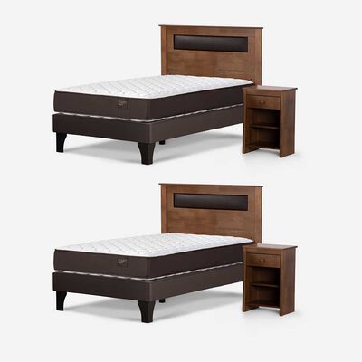 Imagen 2 del producto Camas Europeas Dúplex Rosen 1,5 Plazas Ergo T + Respaldo + Velador Ferrera