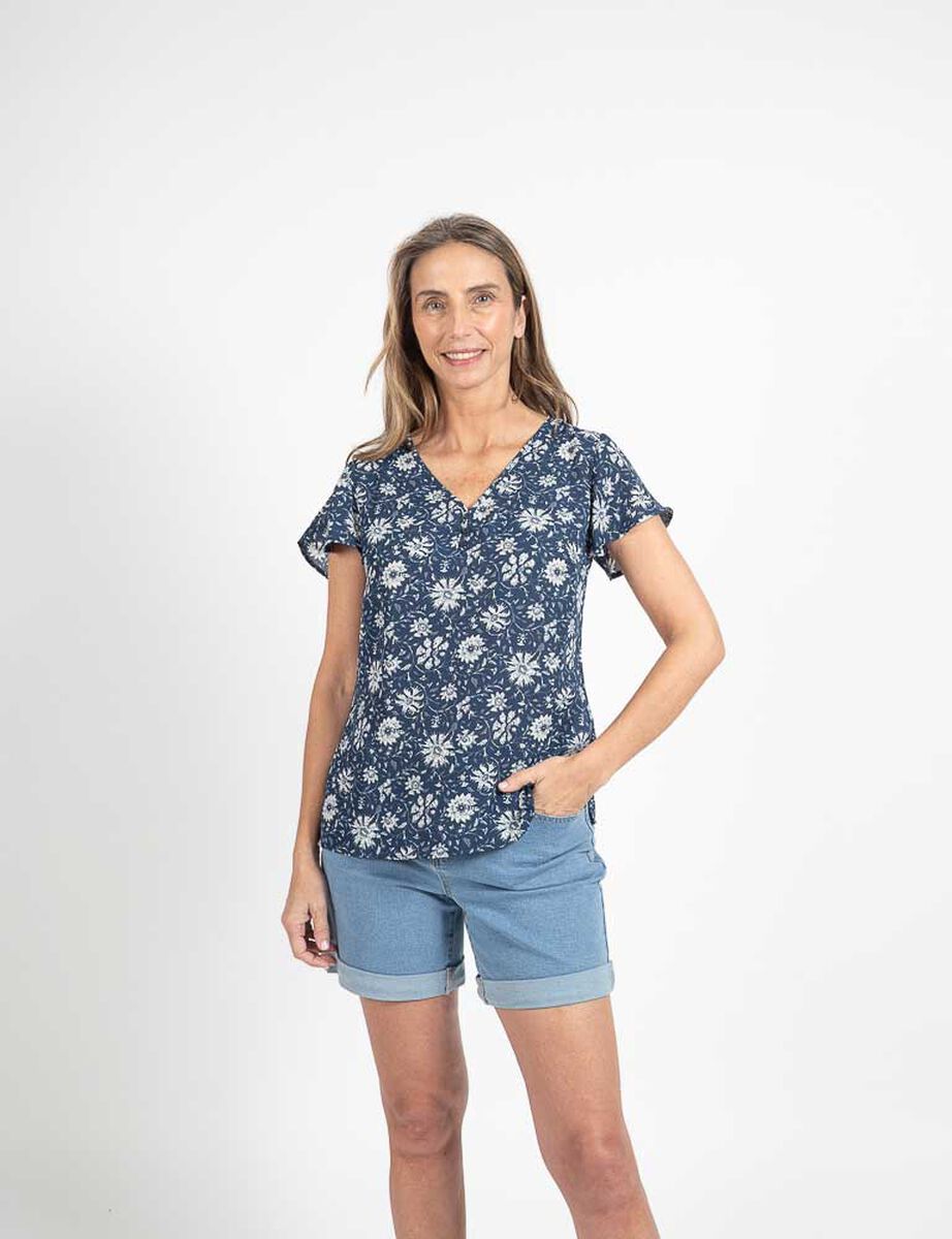 Blusa Cuello V Manga Corta Mujer Portman Club
