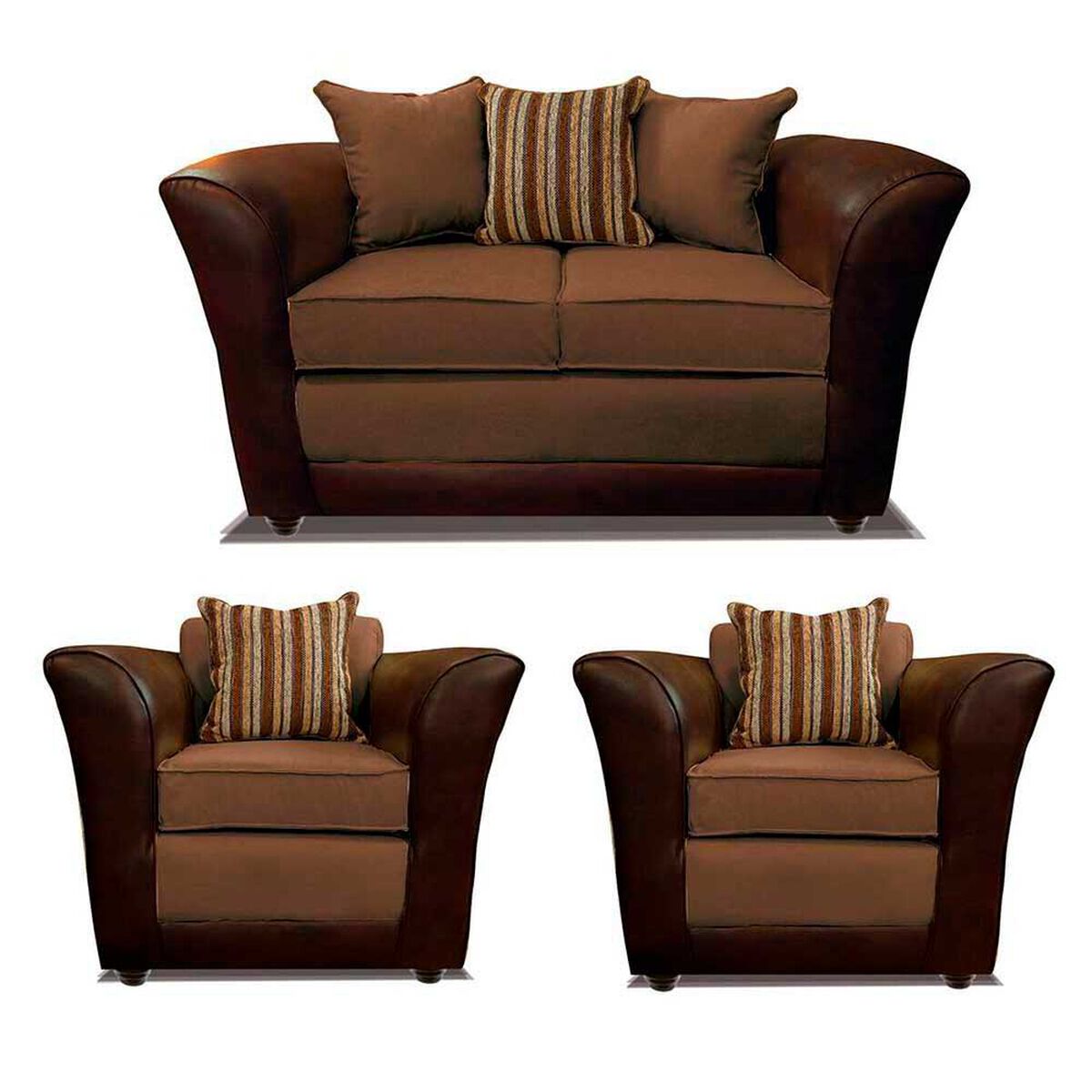 Juego de Living Elegant Detail Minesota Sof&aacute; 2 Cuerpos + Dos Sillones 1 Cuerpo Caf&eacute;