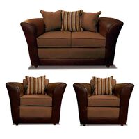 Juego de Living Elegant Detail Minesota Sofá 2 Cuerpos + Dos Sillones 1 Cuerpo Café