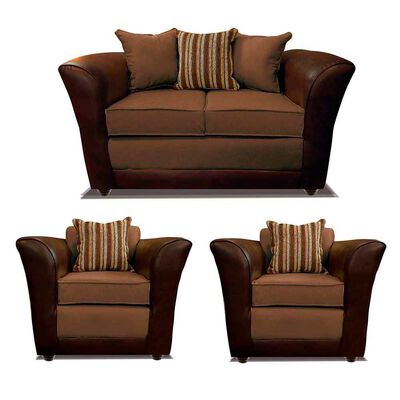 Juego de Living Elegant Detail Minesota Sofá 2 Cuerpos + Dos Sillones 1 Cuerpo Café