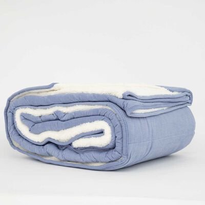 Imagen 2 del producto Cobertor Corduroy Sherpa Zibel 1.5 Plazas Azul