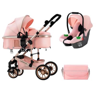 Imagen 1 del producto Coche Cuna con Silla Nido y Accesorios LuBabycas Rosado