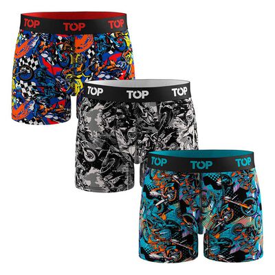 Pack 3 B&oacute;xer Medio Algod&oacute;n Motores Hombre Top