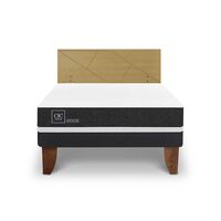 Cama Europea CIC 2 Plazas Ortopedic + Respaldo Villarrica Mostaza