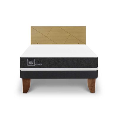 Imagen 1 del producto Cama Europea CIC 2 Plazas Ortopedic + Respaldo Villarrica Mostaza