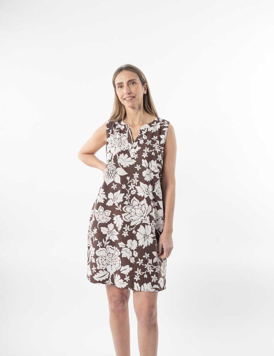 Vestido Lino Midi Sin Mangas Mujer Portman Club