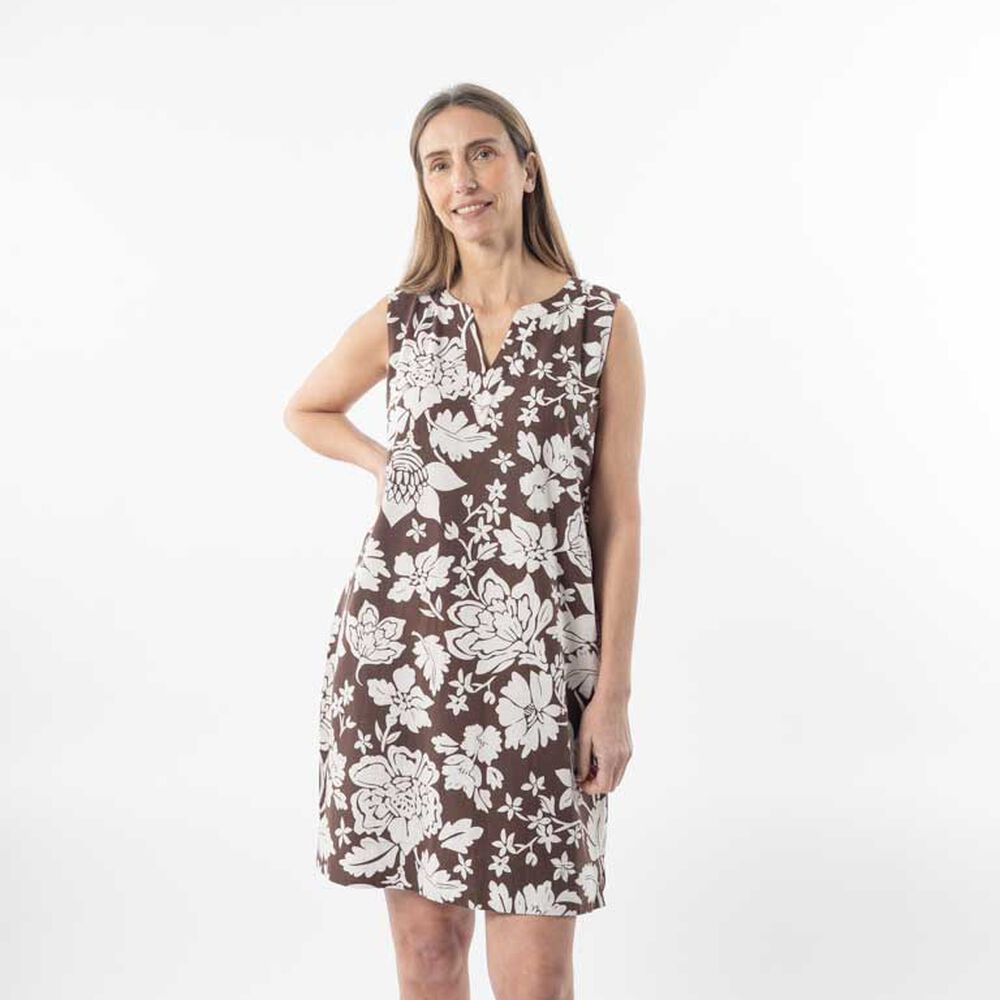 Vestido Lino Midi Sin Mangas Mujer Portman Club