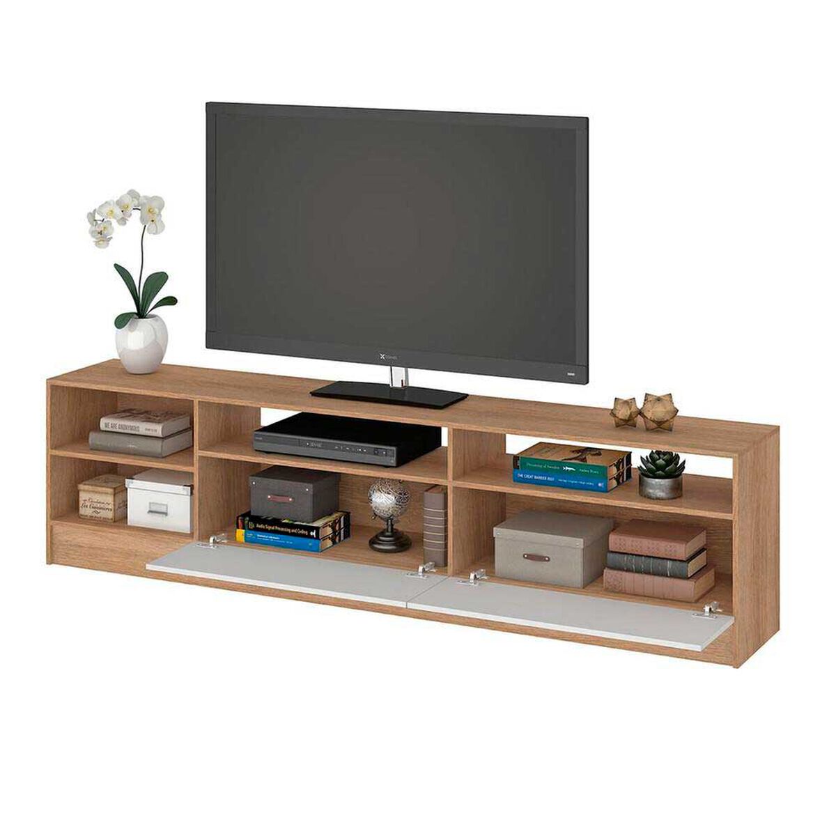 Rack TV Vekkahome Moyan 75 pulgadas Caf&eacute;