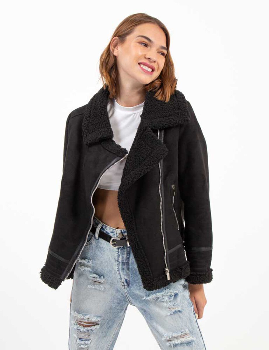 Chaqueta Aviadora de Gamuza Suede y Chiporro Mujer Fiorucci