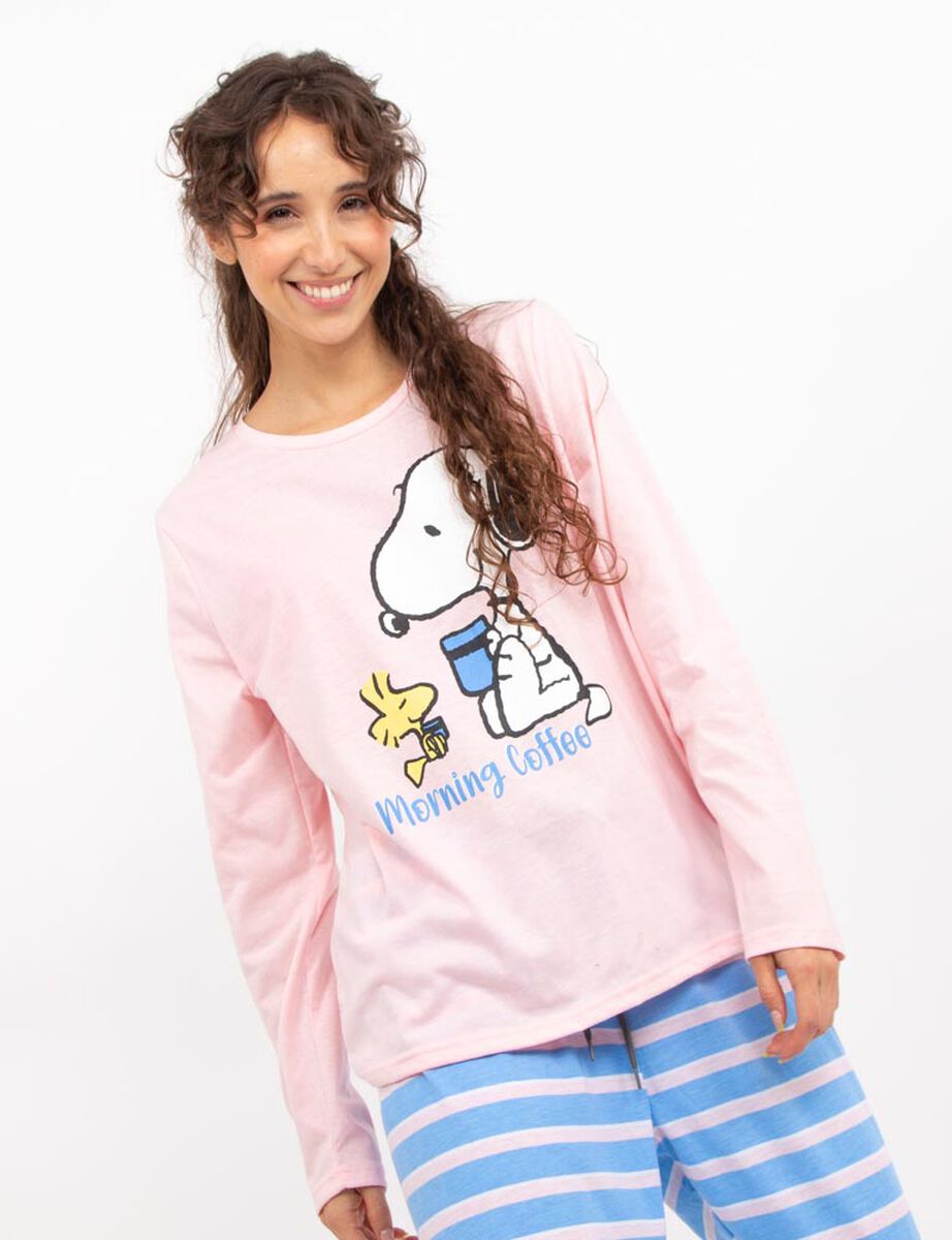 Pijama de Algodón Manga Larga Mujer morning Snoopy