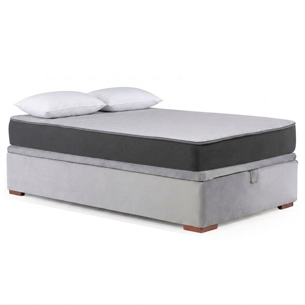 Cama Ba&uacute;l Latam Home Full Colch&oacute;n New Top Gris + 2 Almohadas
