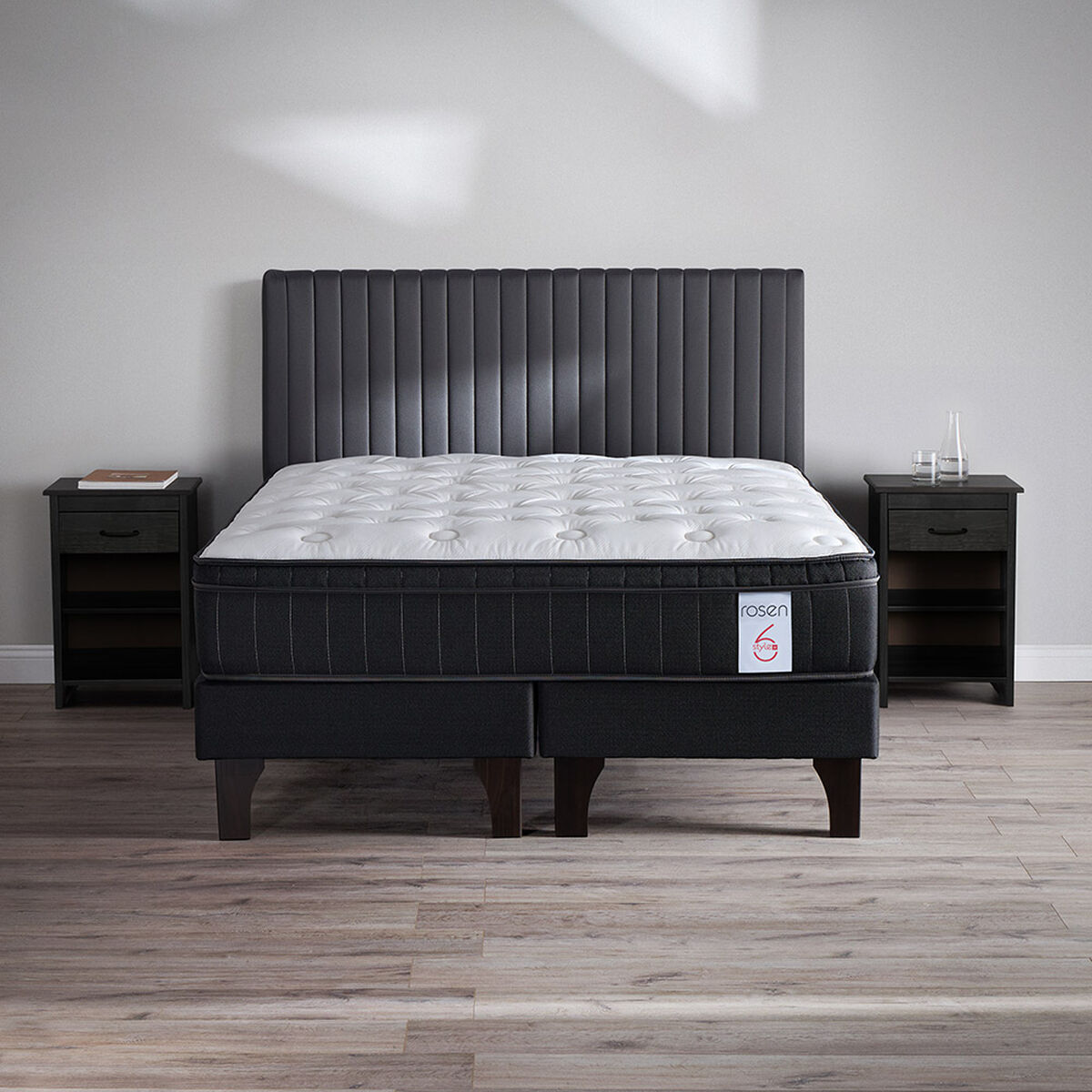 Cama Europea Rosen 2 Plazas New Style 6 Plus + Set Muebles Lucio