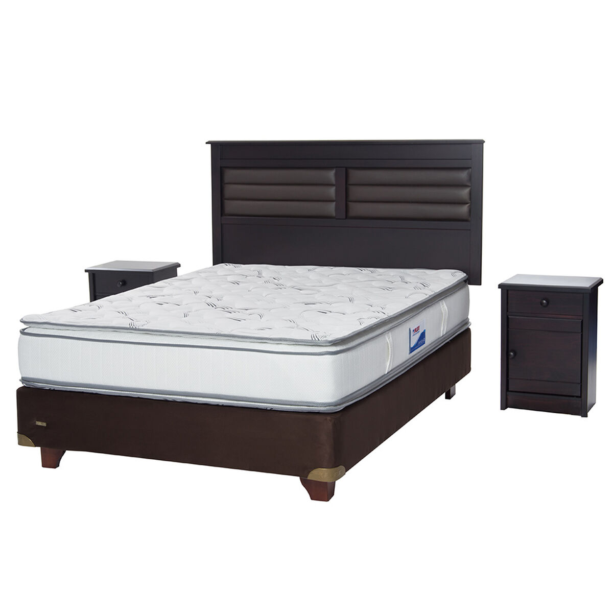 Box Europeo Flex 2 Plazas Innova + Respaldo + 2 Veladores