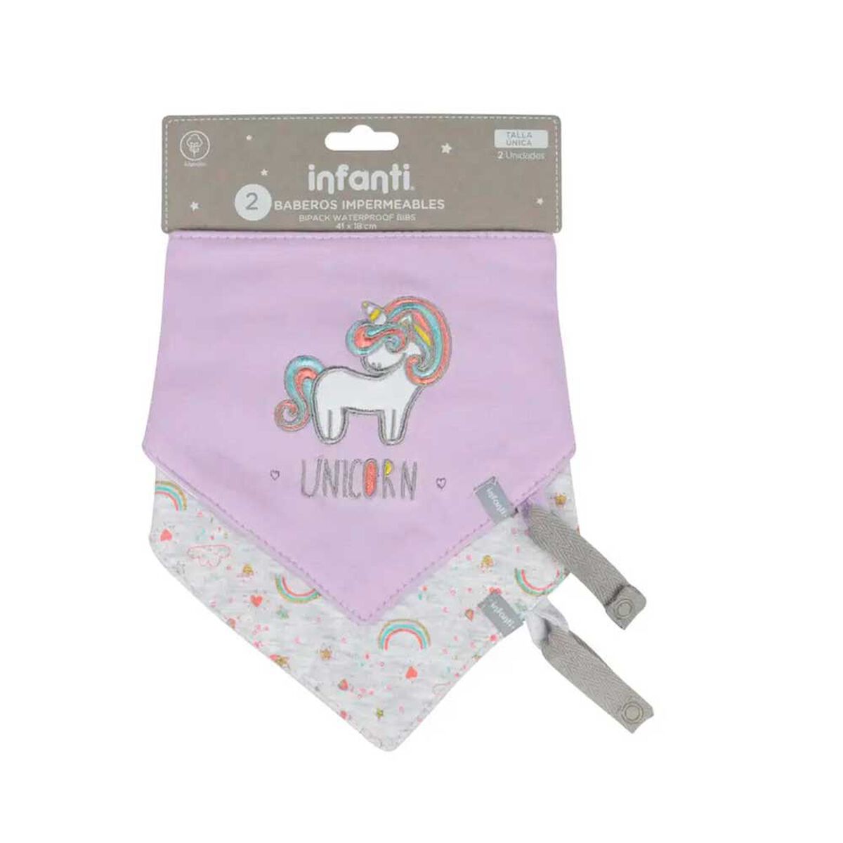 Bipack Baberos Impermeable Unicornio de Algodón Infanti