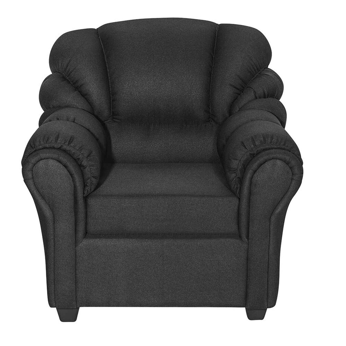 Juego de Living Muebles M&E Natoga Sofá 3 Cuerpos + Dos Sillones 1 Cuerpo Negro