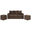 Sofá Bodevir Kendy Felpa 3 Cuerpos + Dos Pouf Cali Chocolate