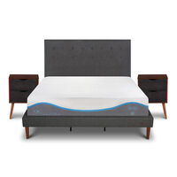 Cama Europea CIC King Alaska + Respaldo + 2 Veladores