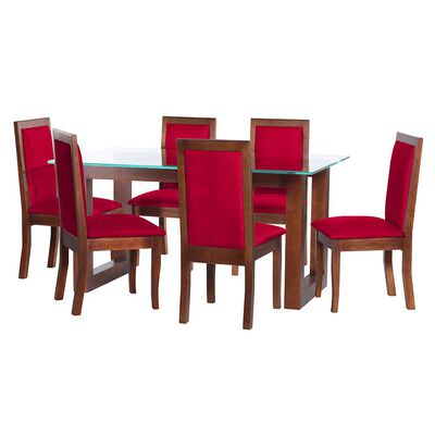 Juego de Comedor Latam Home Pamplona Burgos 6 Sillas PU Chocolate