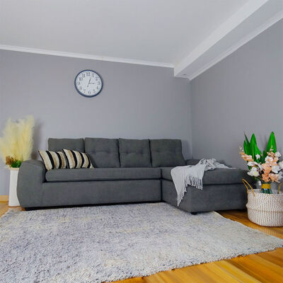 Seccional Derecho Elegant Houston Cheise Tela 5 Cuerpos Gris