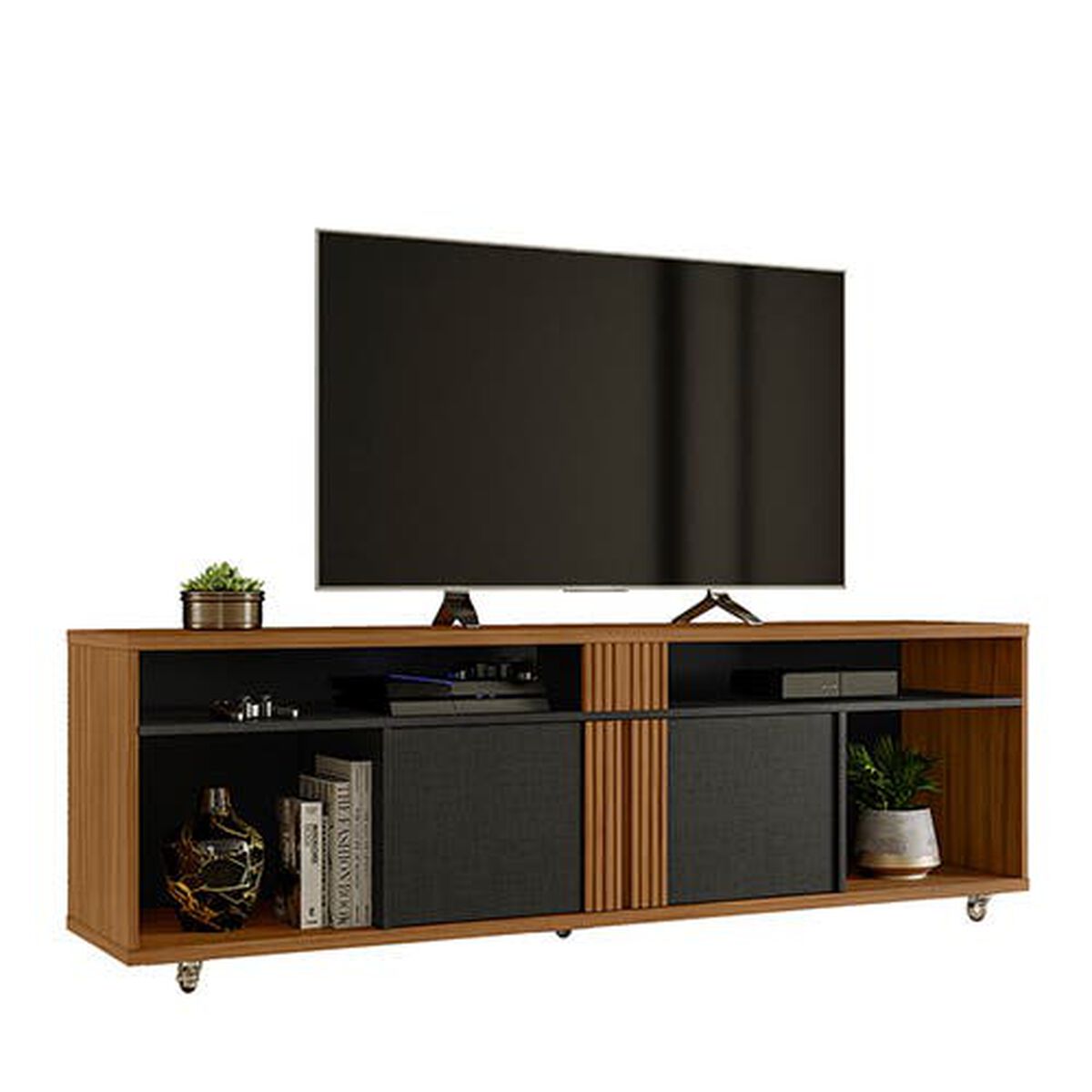 Rack TV Home Mobili Casen Hasta 70" Freijo Negro