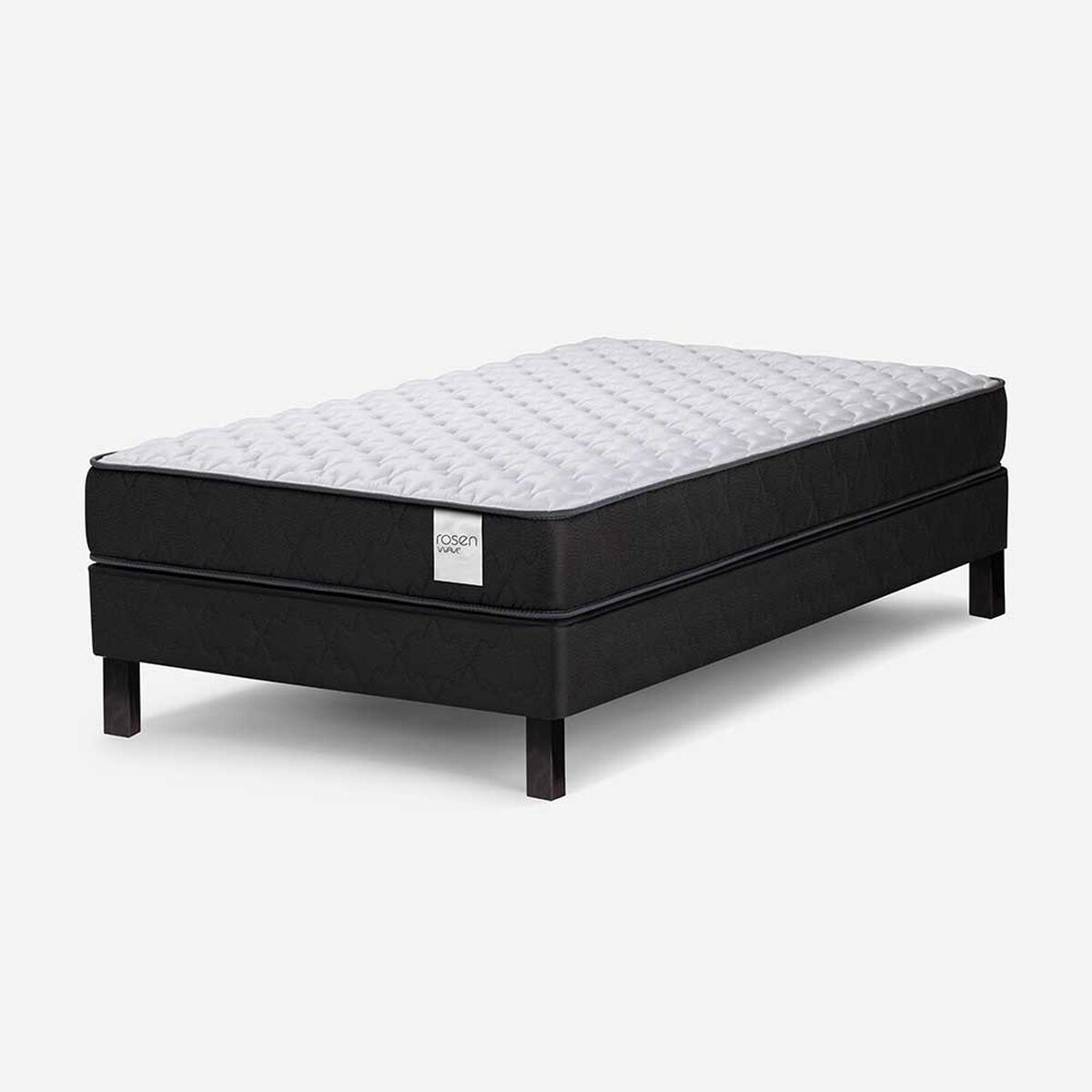 Cama Europea Rosen 1,5 Plazas Wave  + Respaldo Tabor Grafito