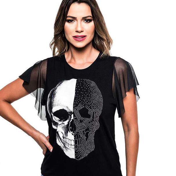 Polera Manga Corta Mujer Rock Caviar