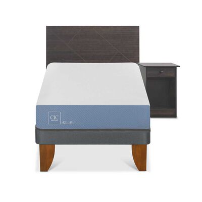 Imagen 1 del producto Cama Europea CIC 1 Plaza Excellence + Respaldo + Velador Villarrica
