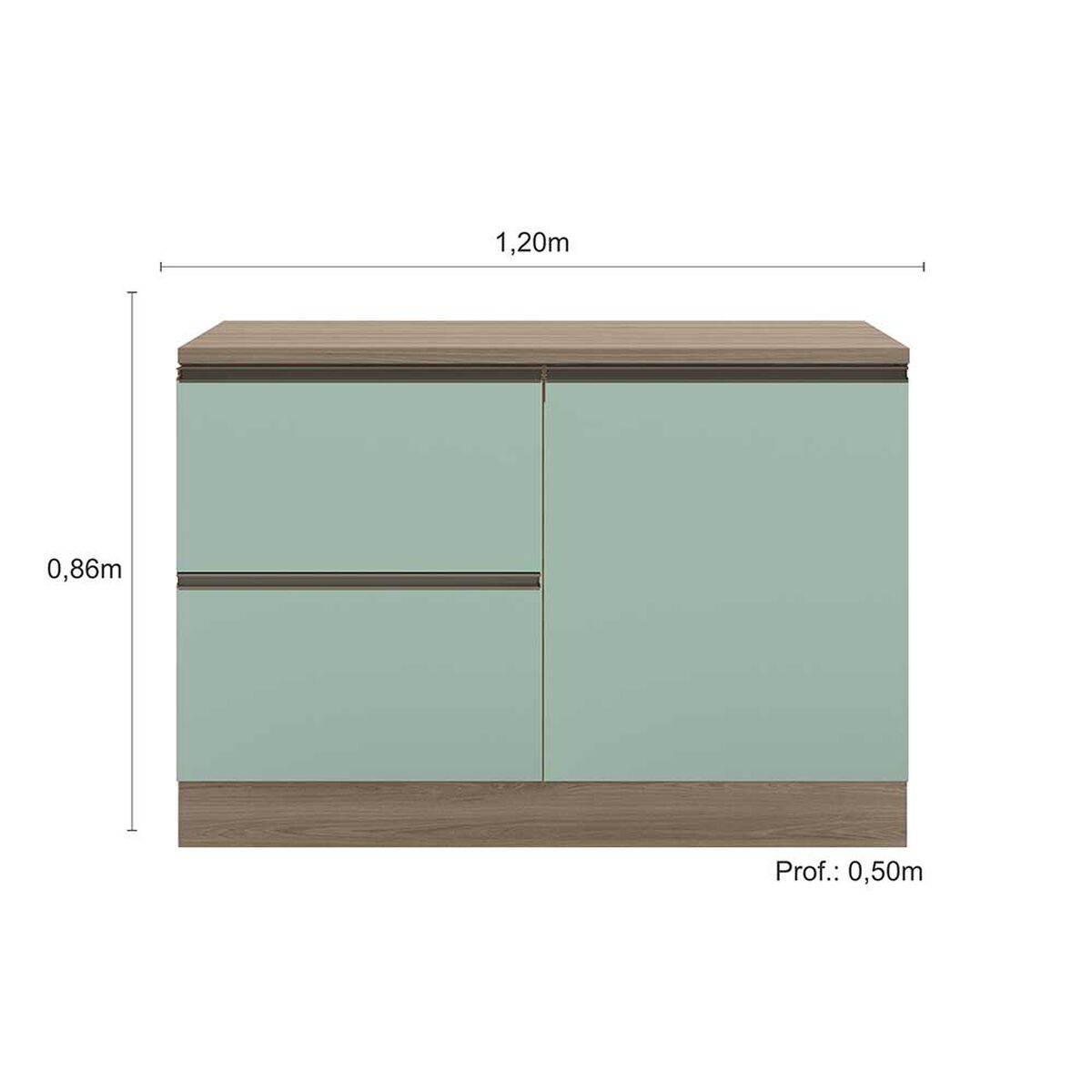 Mueble Base de Cocina Home Mobili Etni 120 2 Cajones Café Menta