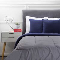 Set Plumón Bicolor + 2 Cojines Casanova 2 Plazas Liso Gris Azul