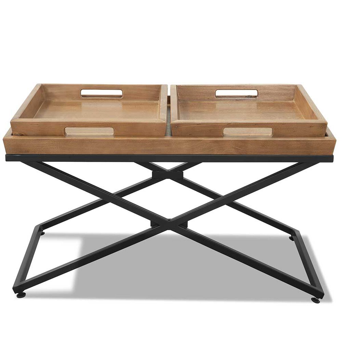Mesa de Centro Mini Innovamuebles Monarca + 2 Bandejas Nogal Oscuro