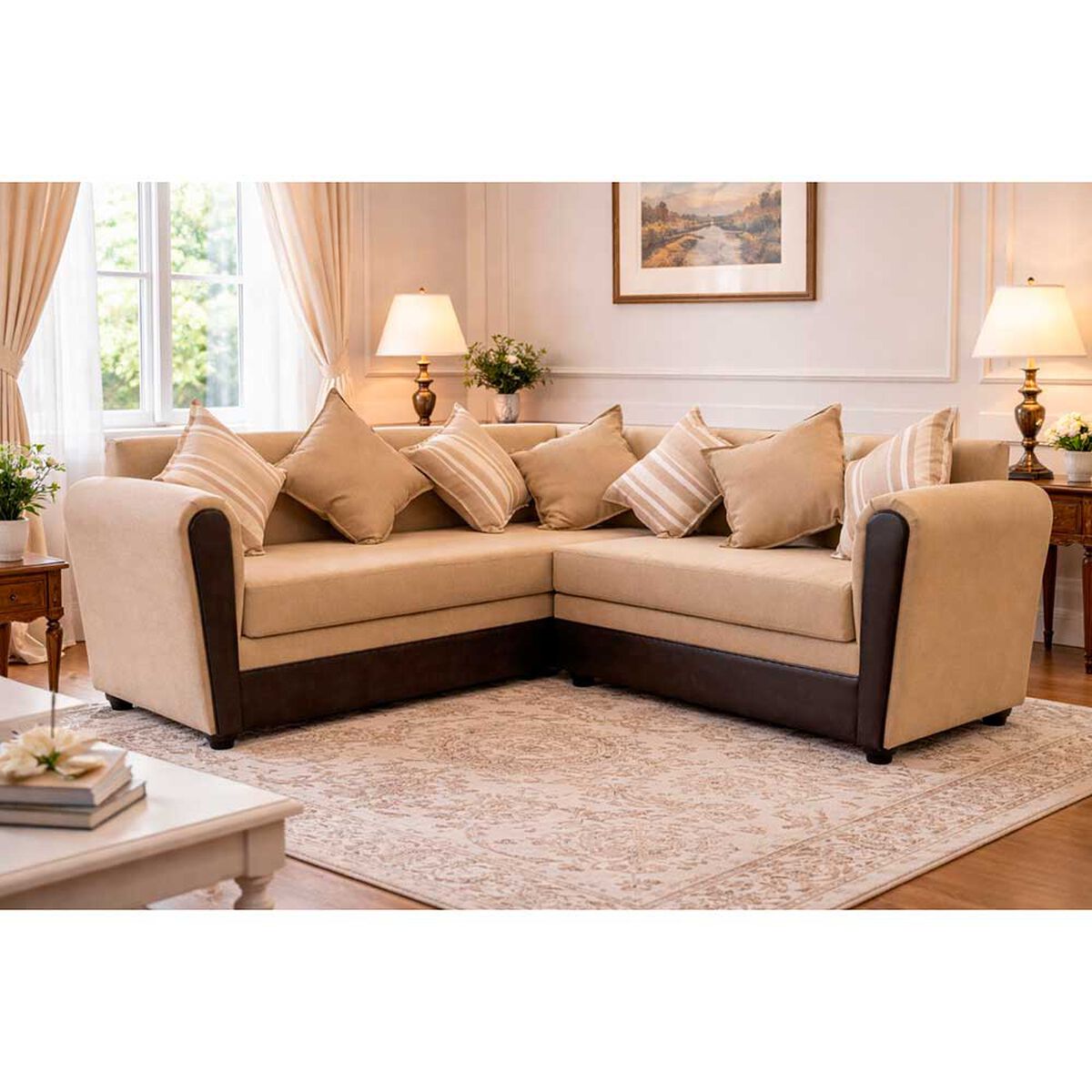 Seccional Almore Alemania 5 Cuerpos Beige Caf&eacute;