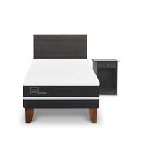 Cama Europea CIC 1,5 Plazas Ortopedic + Respaldo + Velador Villarrica