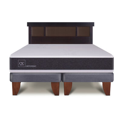 Cama Europea CIC Base Dividida 2 Plazas New Ortopedic + Respaldo Dublin Chocolate