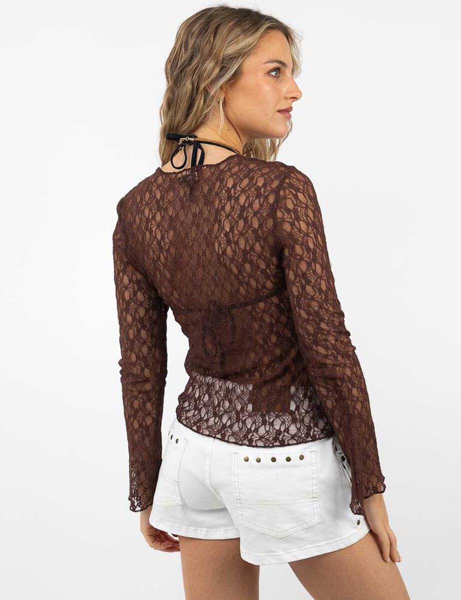 Polera Encaje Manga Larga Mujer Icono