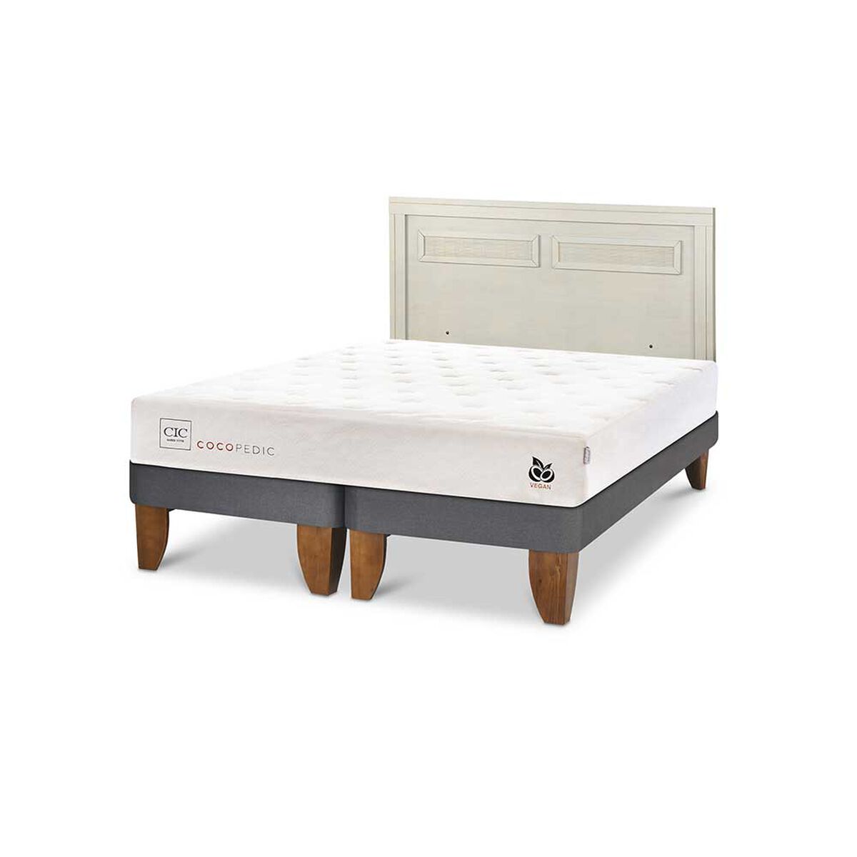 Cama Europea CIC Base Dividida 2 Plazas Cocopedic + Respaldo Milan Alpino